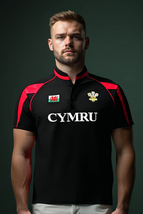 Black Poly 'CYMRU' Welsh Rugby Shirt