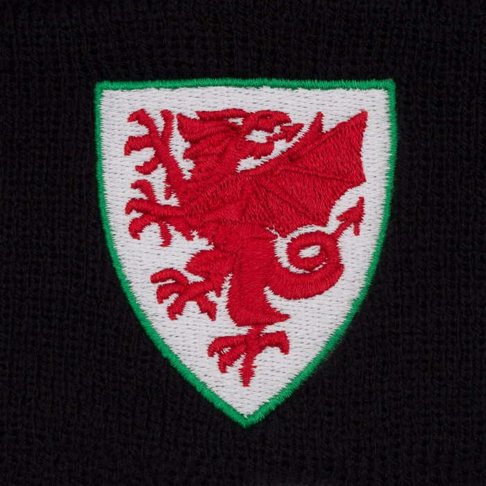 Official FAW® Wales Knit Hat Beanie Bobble - BLACK