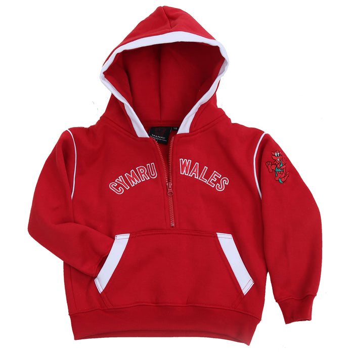 Children's Cymru Wales 1/4 Zip Welsh Hoody Jacket