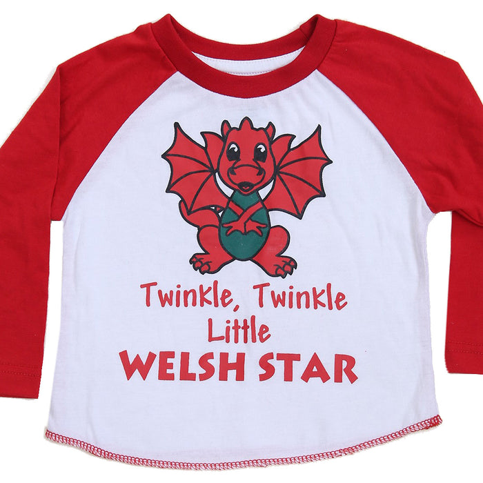 Little Welsh Star - Raglan Long Sleeve Baby T-Shirt