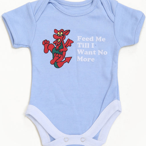 Feed Me Till I Want No More Welsh Cute Dragon Baby Vest