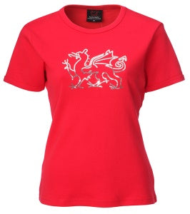 Girls Diamante Welsh Dragon Skinny T-shirt