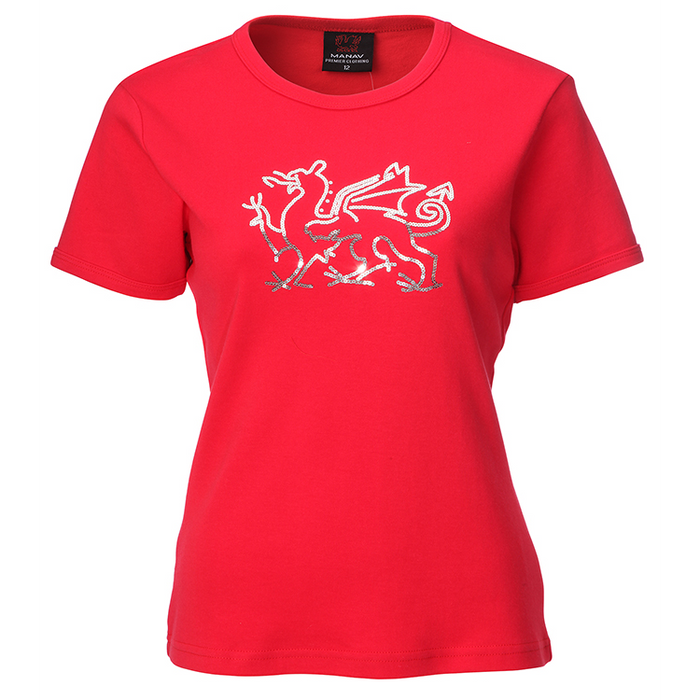 Ladies Welsh Sequin Dragon Skinny T-Shirt