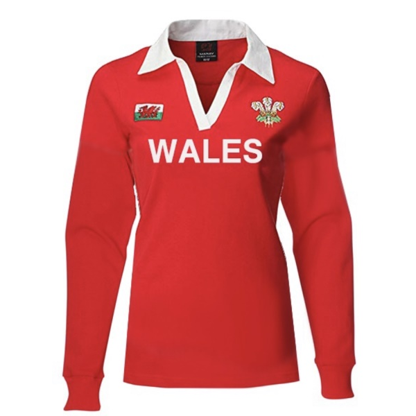 Hannah Ladies Long Sleeve Welsh 'WALES' Rugby Shirt