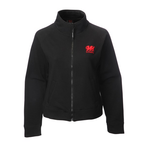 Ladies Welsh Sweatshirt Zipped Jacket - Black