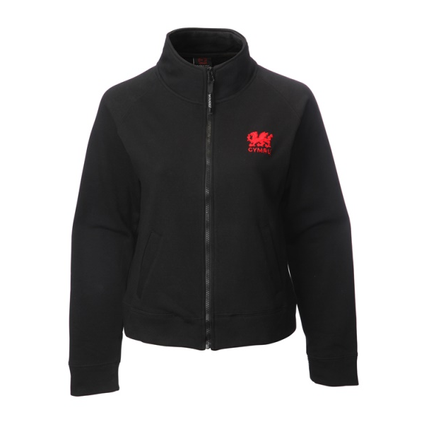 Ladies Welsh Sweatshirt Zipped Jacket - Black