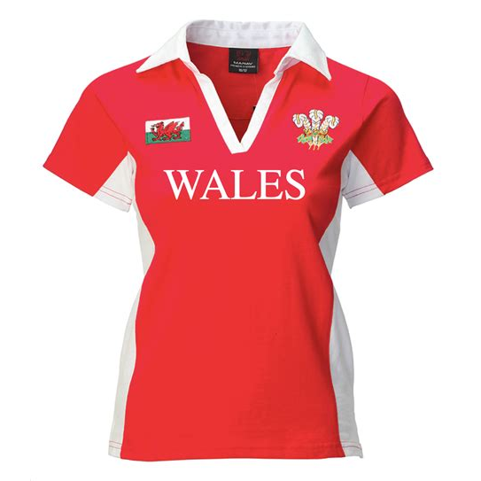 Ladies Short Sleeve Welsh 'WALES' Rugby Shirt