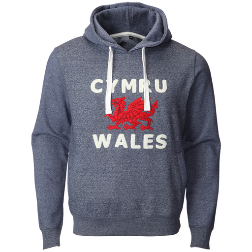 Towelling Marl blue Hoodie - Cymru