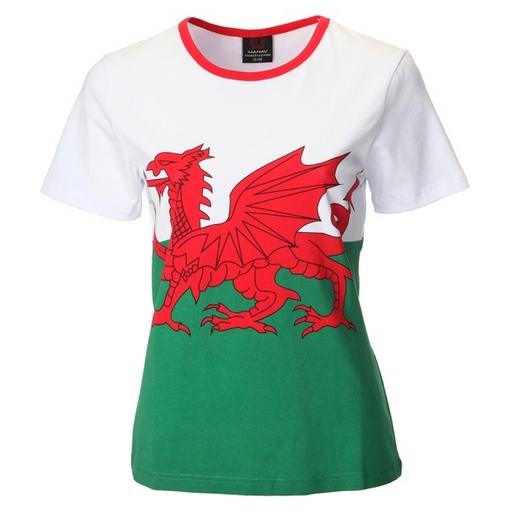 Ladies womens Welsh Flag Fitted T-Shirt