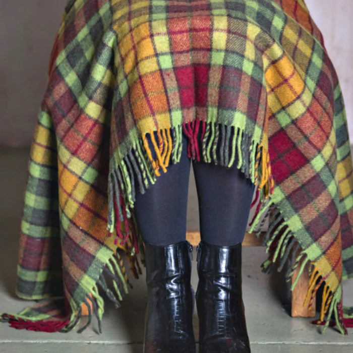 Balmoral Wool Knee Blanket/Throw Stewart Buchanan Autumn Tartan