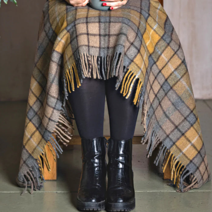Balmoral Wool Knee Blanket/Throw Buchanan Natural Tartan