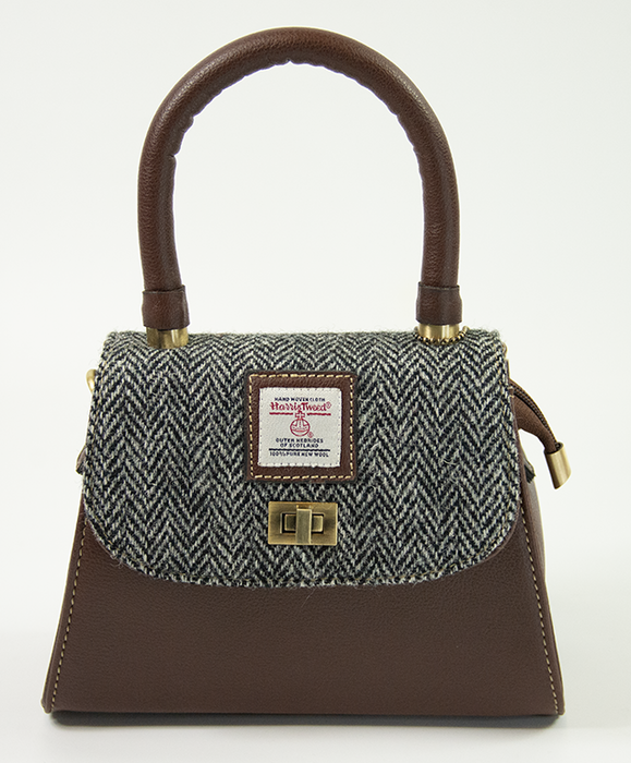 Harris Tweed Small Satchel Bag 5/Brown