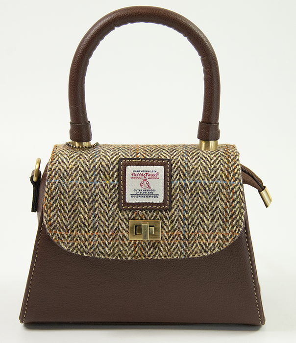 Harris Tweed Small Satchel Bag 7/Brown