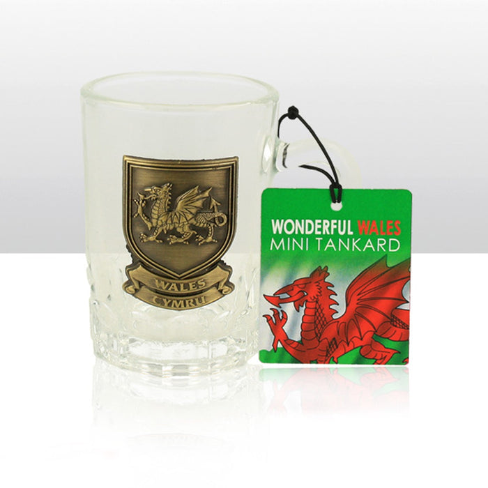 Wales Dragon Metal Plaque Mini Glass Tankard