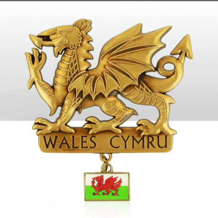 Wales Dragon Cast Metal Magnet with Charm