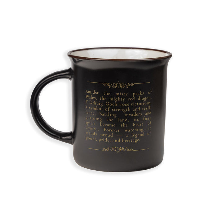 Welsh Black Gold Matt Porcelain Mug