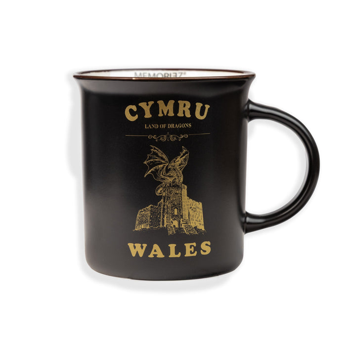 Welsh Black Gold Matt Porcelain Mug