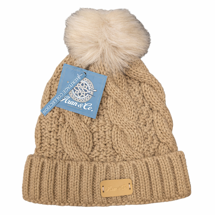 Aran Ladies Pom Pom Hat