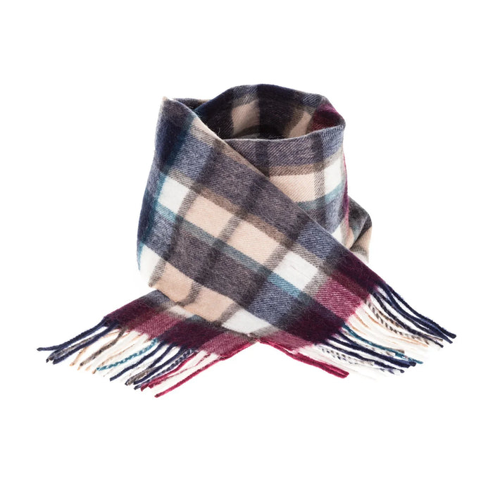 Welsh Woollens 100% Lambswool Scarf Artillery Check Navy