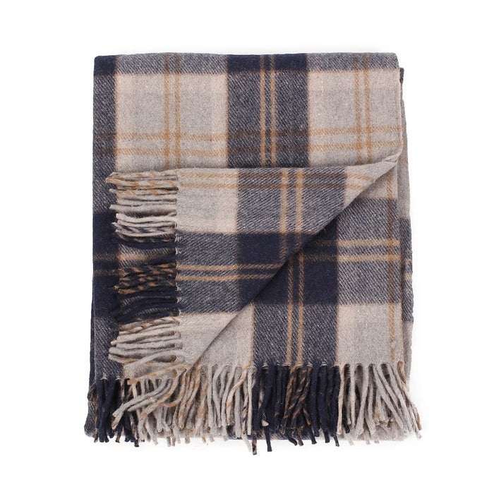 Welsh Woollens Recycled Wool Tartan Blanket Throw - Bannockbane Silver