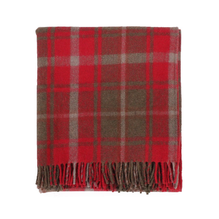 Welsh Woollens Recycled Wool Tartan Blanket Throw - Dark Maple