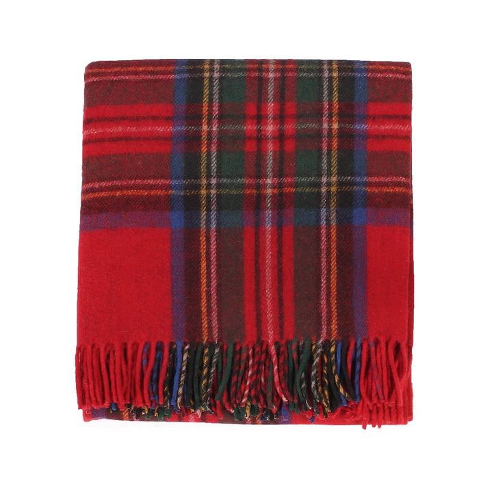 Welsh Woollens Recycled Wool Tartan Blanket Throw - Stewart Royal
