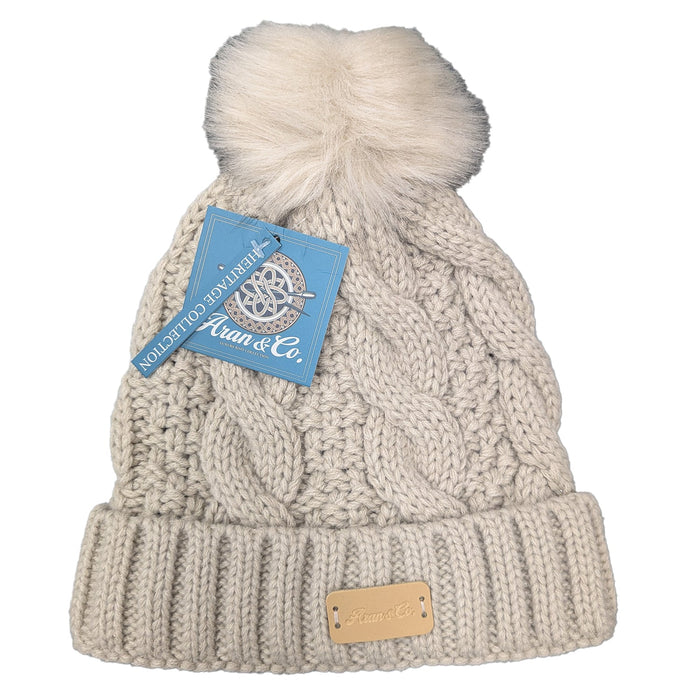 Aran Ladies Pom Pom Hat