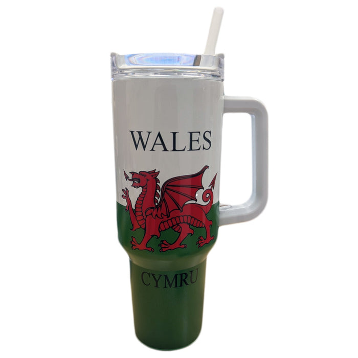 Wales Flag Large Bottle w/Straw
