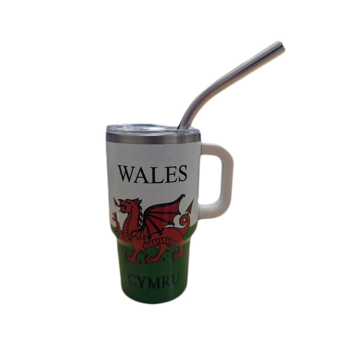 Wales Flag Mini Bottle w/Straw