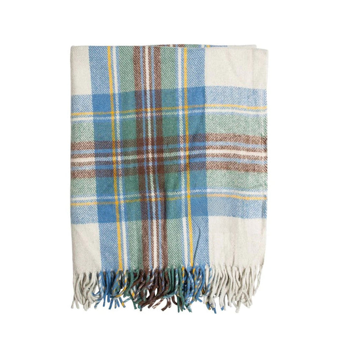 Balmoral Wool Knee Blanket/Throw Stewart Muted Blue Tartan