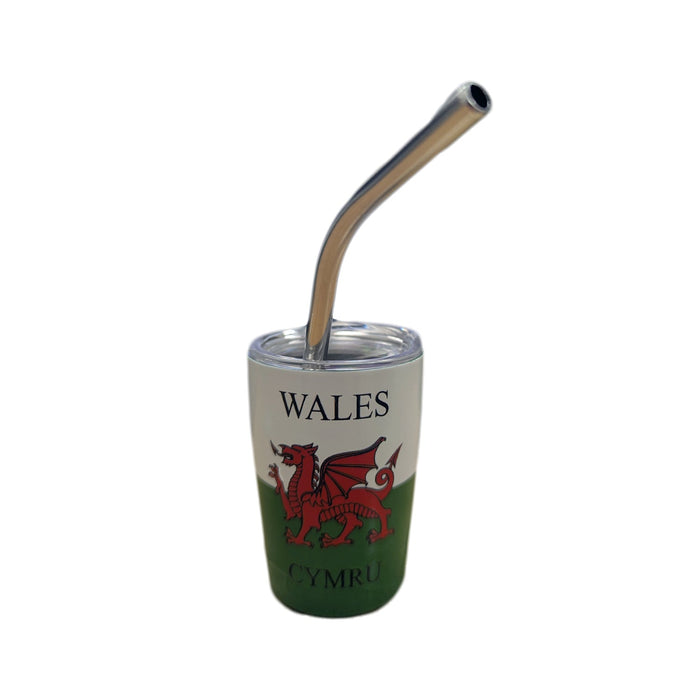 Wales Flag Mini Shot Glass Straight w/Straw