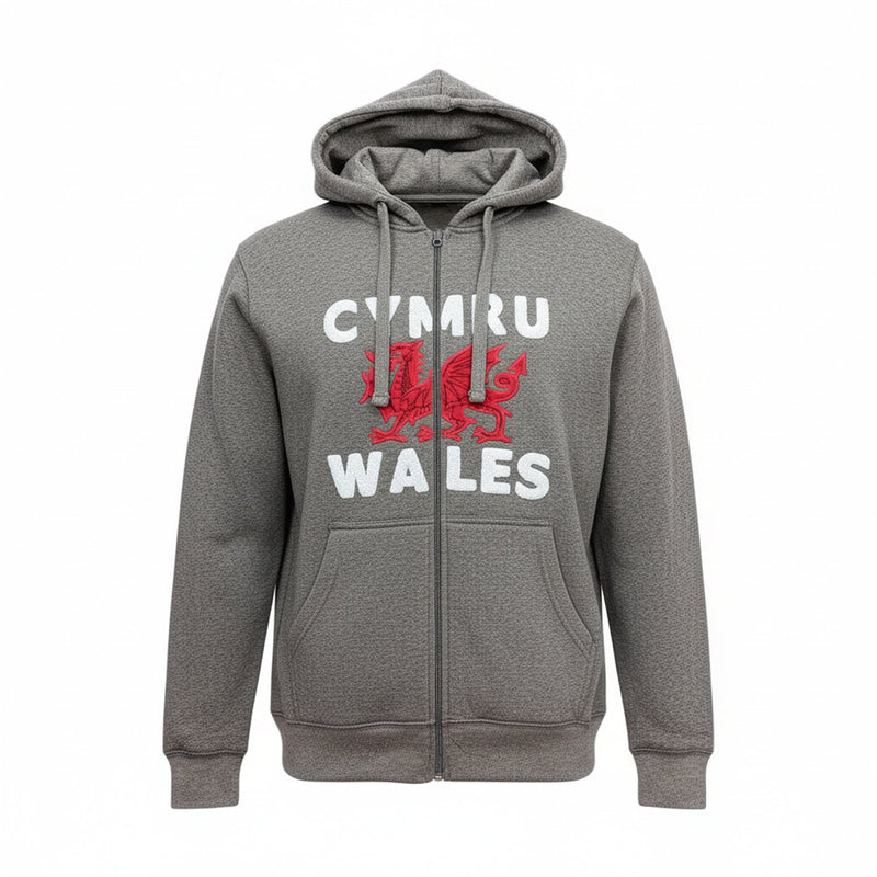 Cymru Wales Towelling Full Zip Marl Hoodie