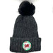 Dark Grey Welsh Dragon Bobble Hat - Black Pom Pom