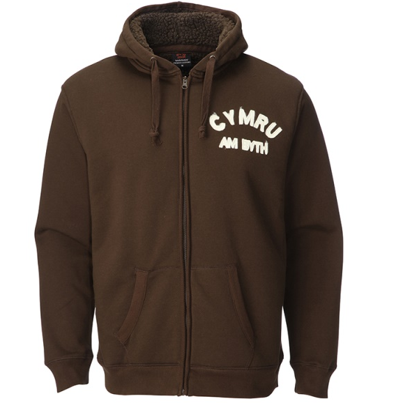 Brown 'Cymru am Byth' Sherpa Hoodie