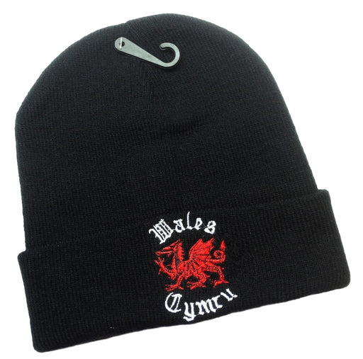 Welsh Cymru Dragon Beanie Hat (Black)
