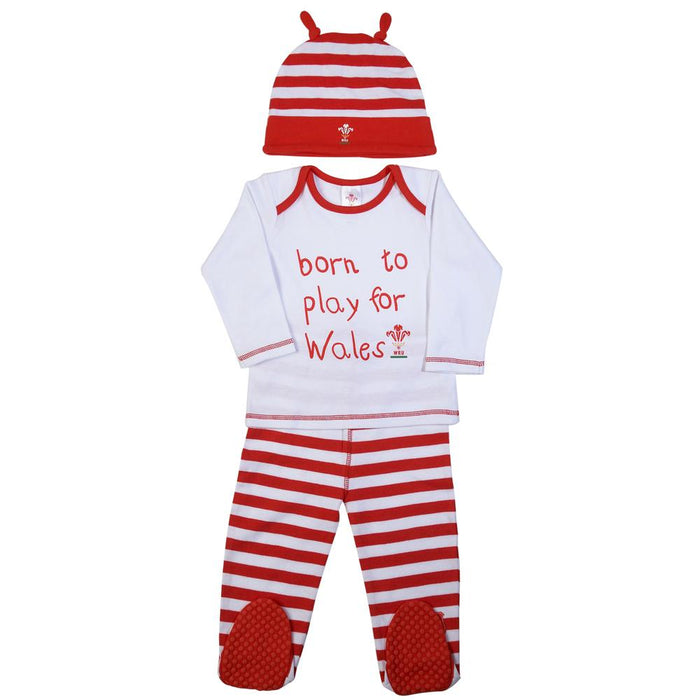 WRU Baby Pyjama and Hat Set - Born to Play for Wales