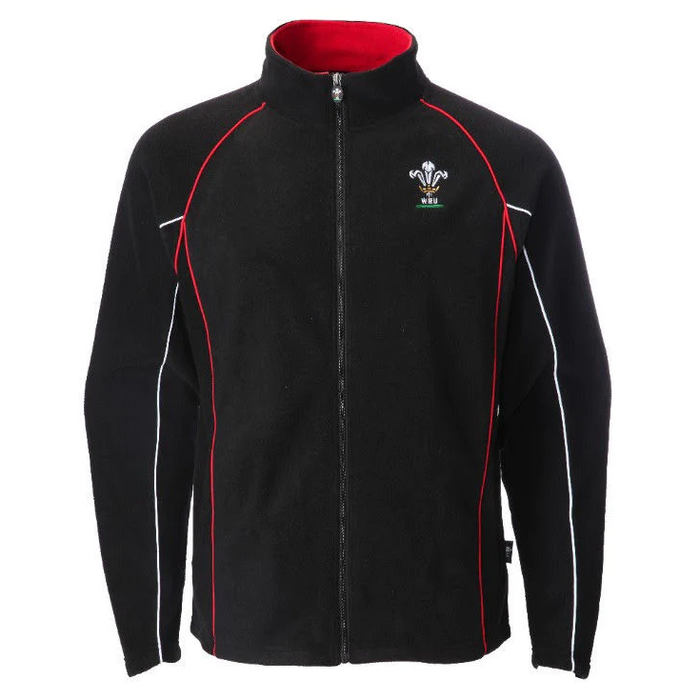 Unisex Official WRU Welsh Black Full Zip Fleece